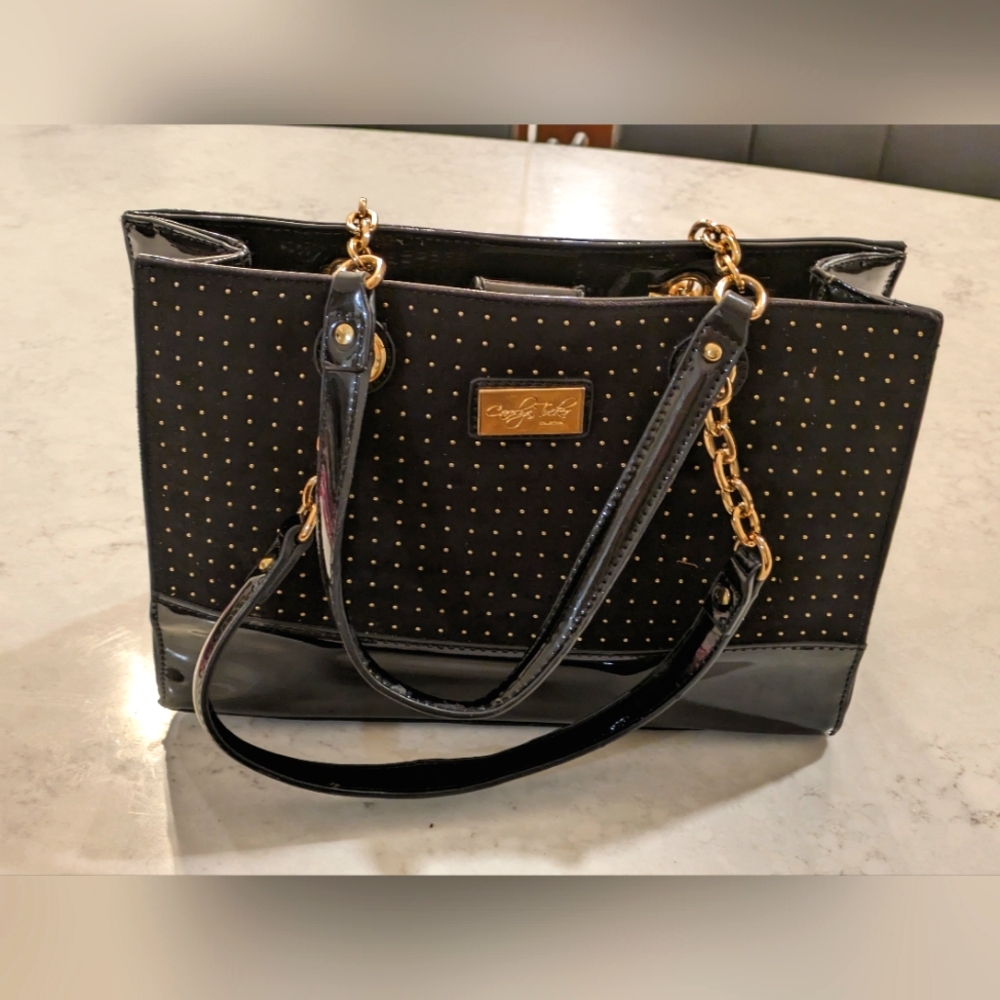 Carolyn Tucker Collection Design Double Handles Hand Bag 13" W x 9.5" H + 7" Han